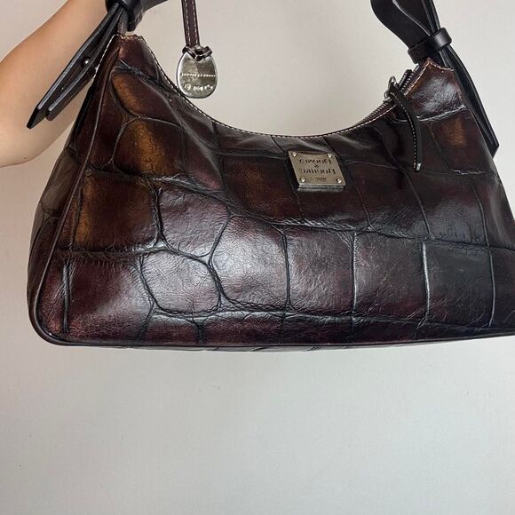 Dooney & Bourke Brown Crocodile Leather Hobo Shouder Bag - Picture 5 of 8